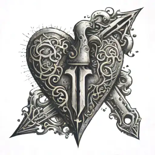 A heart with a keyhole in the center, a Knife as the key unlocking symbolizing betrayal tattoo design idea