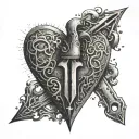 A heart with a keyhole in the center, a Knife as the key unlocking symbolizing betrayal tattoo design idea