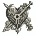 A heart with a keyhole in the center, a Knife as the key unlocking symbolizing betrayal tattoo design idea