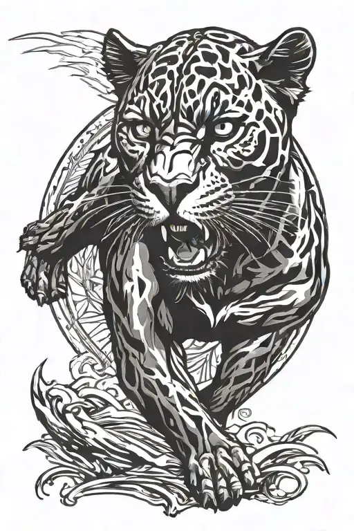 black panther about to attack camera tattoo design idea