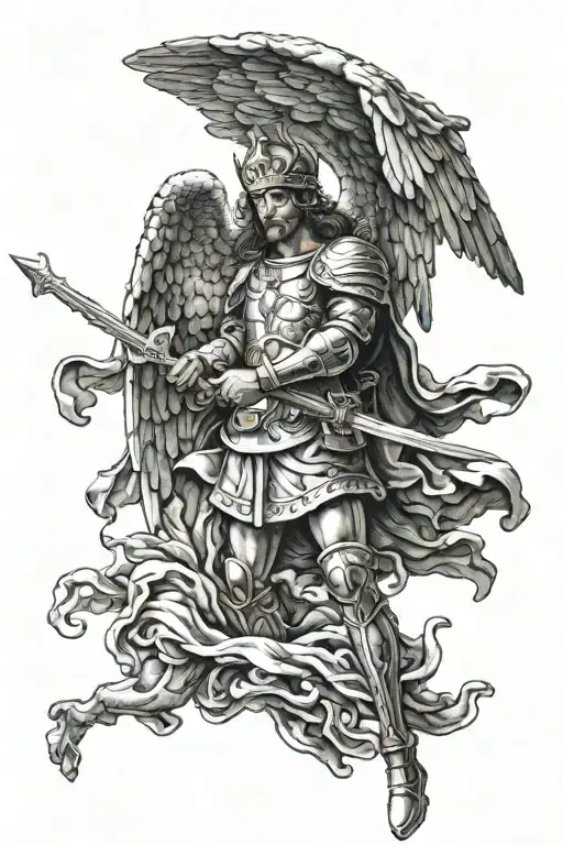 st micheal slaying tattoo design idea