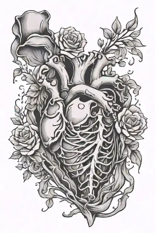 Suicide awareness, heart ripping out of chest, Skelton tattoo design idea