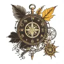 compass, lunar cycle, dna, tree, root, sun, clock tattoo design idea