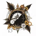 compass, lunar cycle, dna, tree, root, sun, clock tattoo design idea
