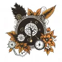 compass, lunar cycle, dna, tree, root, sun, clock tattoo design idea