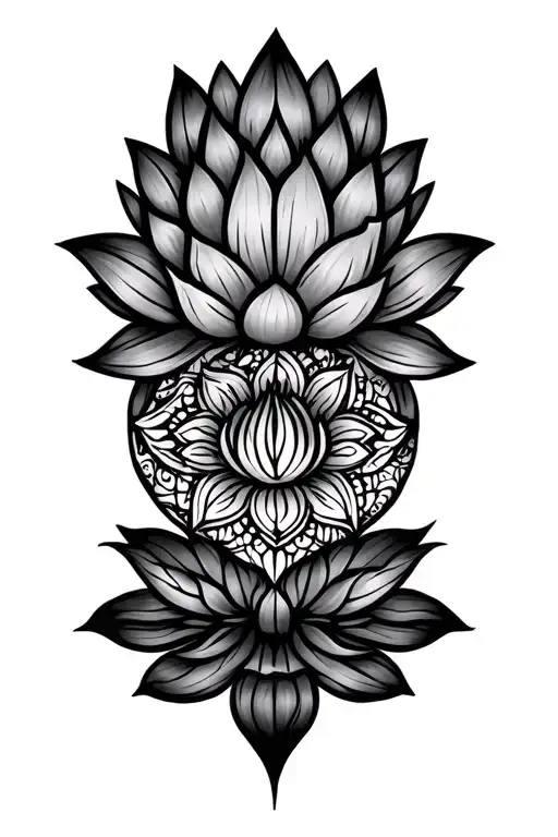 mandala, lotus, boredome symbol tattoo design idea