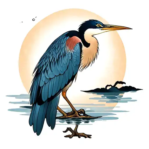 Japanese Heron tattoo design idea