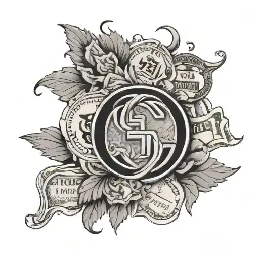 Gucci logo and money tattoo design idea