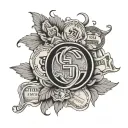 Gucci logo and money tattoo design idea