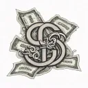 Gucci logo and money tattoo design idea