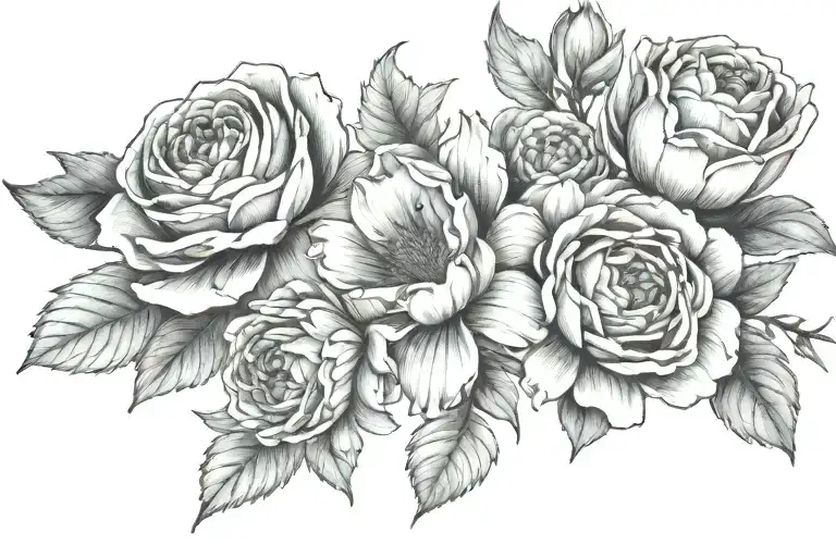 August, December, and September birth flowers tattoo design idea