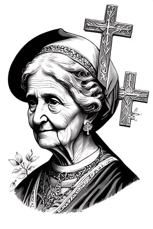 catholic grandmother memorial tattoo design idea