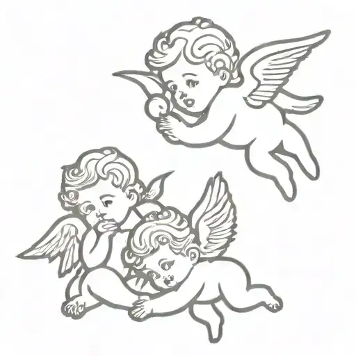 three putti cherub angel tattoo design idea