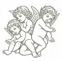 three putti cherub angel tattoo design idea