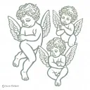 three putti cherub angel tattoo design idea