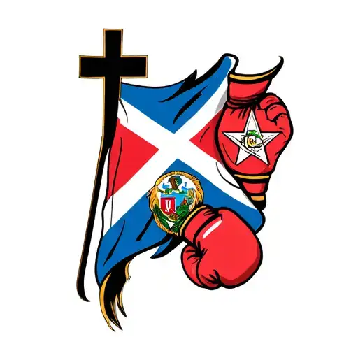 Puerto Rico flag, a cross and boxing gloves tattoo design idea