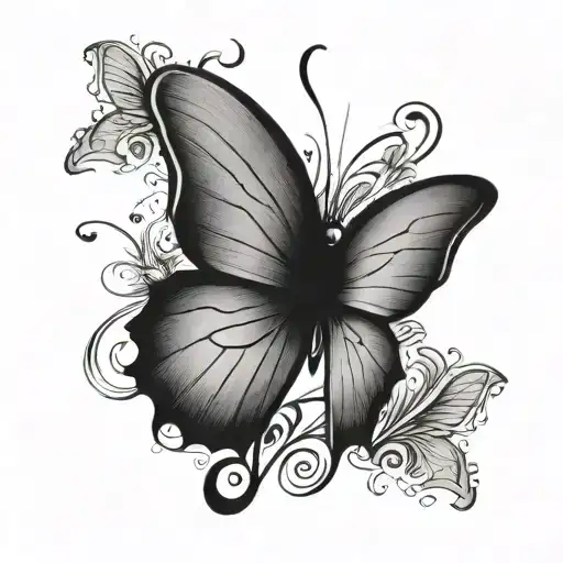 Minimal tattoo of a butterfly with one angel wing and a semi colon instead of the body  tattoo design idea