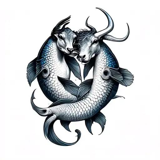 pisces and taurus protected by virgo tattoo design idea