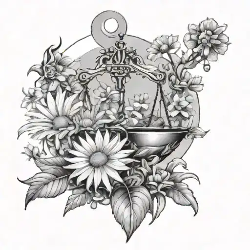 libra, daisy, rainforest tattoo design idea