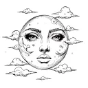 FACE MOON WITH CLOUDS tattoo design idea