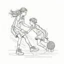 girl & boy playing basketball, simple design, girl wearing  #8 jersey and boy wearing #24 jersey. facing each other tattoo design idea