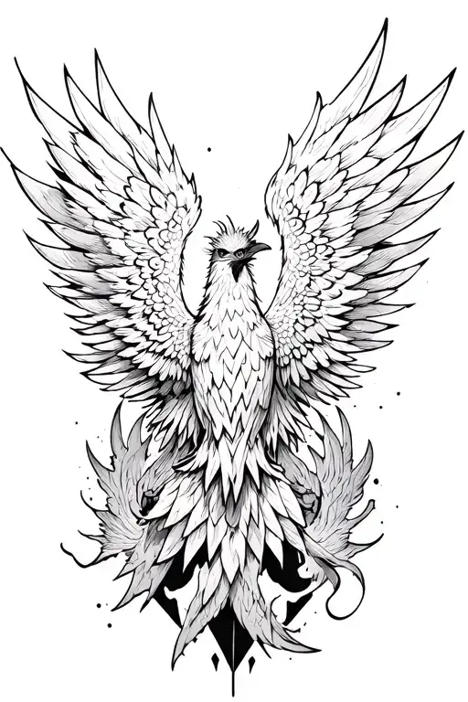 wing of a phoenix rising from the ashes symbolizing rebirth, sharingan eyes tattoo design idea