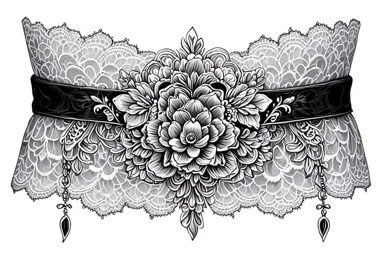 lace garter band elegantly tattoo design idea