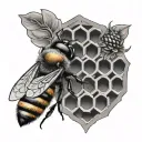 Cute bee hive tattoo design idea