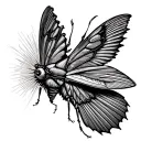 moth with pan flute as wings tattoo design idea