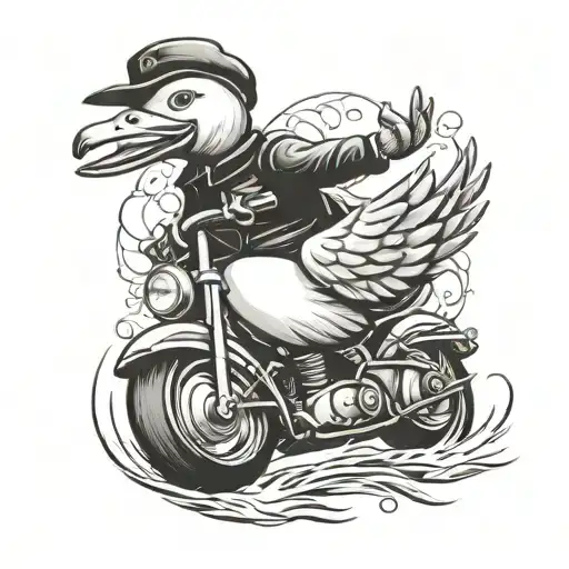 duck riding  harley tattoo design idea