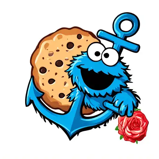 an anchor with Cookie Monster tattoo design tattoo design idea
