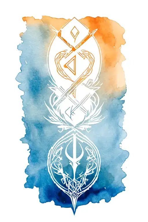 Military with metal and Viking runes tattoo design idea