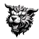 traditional foo dog head tattoo design idea