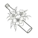 broken bottle flower tattoo design idea