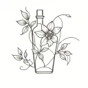 broken bottle flower tattoo design idea