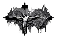 Flatline going to crucifix then going to heartbeat tattoo design idea