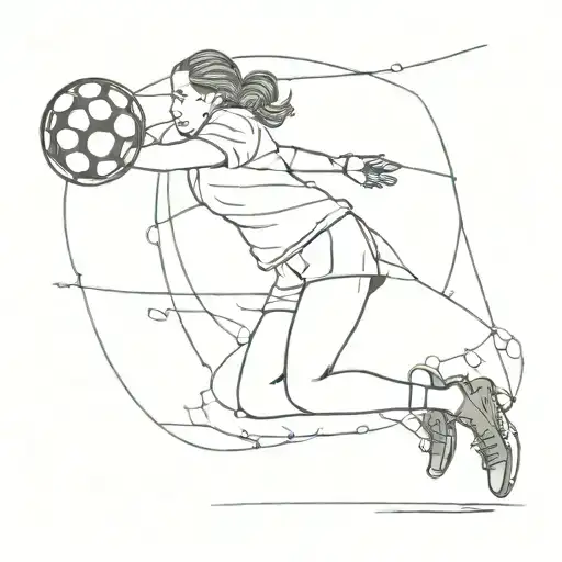 girl goalkeeper stopping a ball tattoo design idea