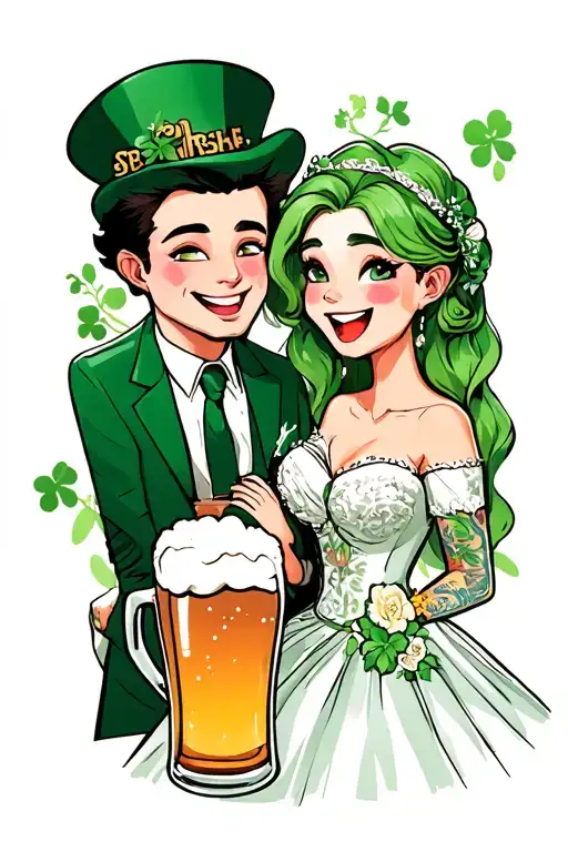 new married couple. love. Irish bar. during beer. laughing. tattoo design idea