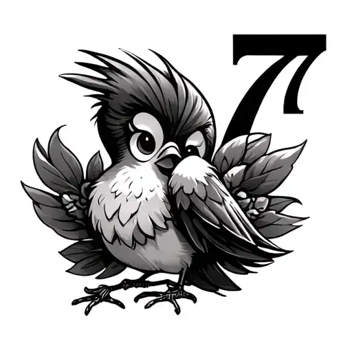 tweety bird and the number 7 tattoo design idea