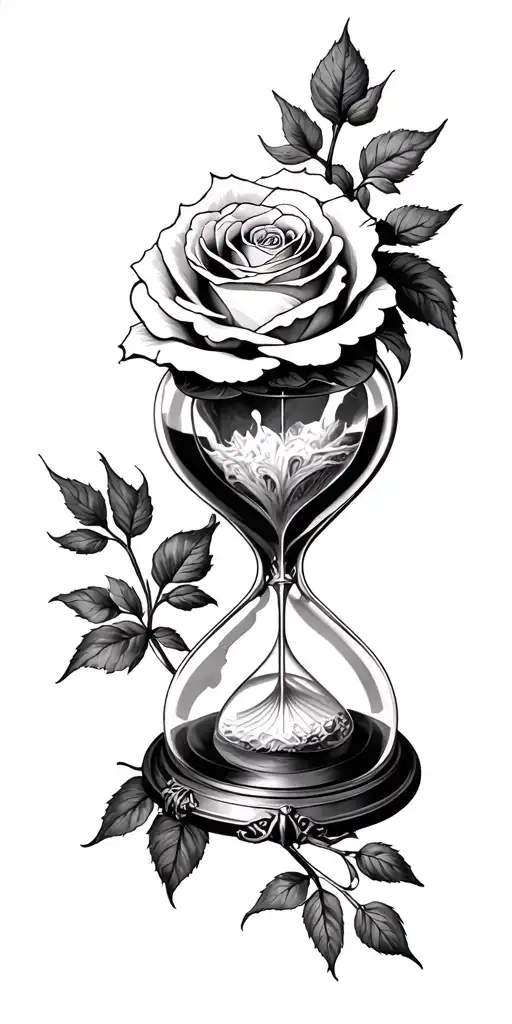 Death Rose hourglass combined tattoo design idea