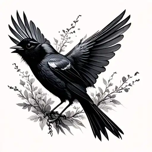 blackbird in motion inspired by the Beatles song blackbird tattoo design idea