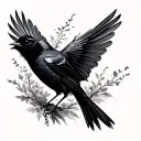 blackbird in motion inspired by the Beatles song blackbird tattoo design idea