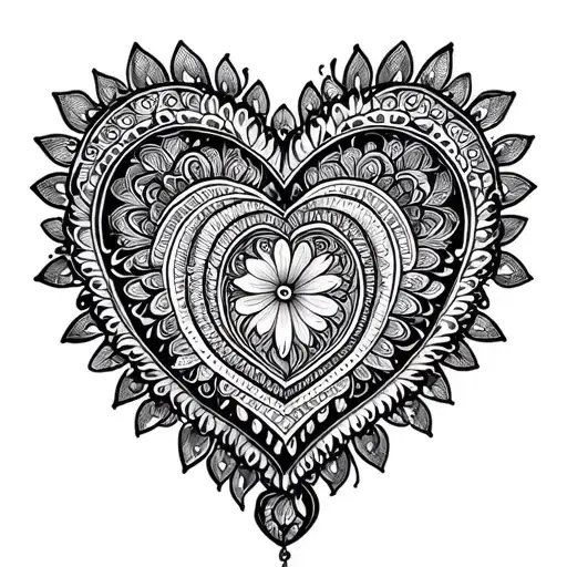 heart mandala tattoo design idea