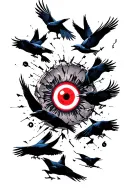 itatchi eyes sharingan with crows breaking off him tattoo design idea