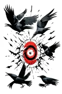 itatchi eyes sharingan with crows breaking off him tattoo design idea