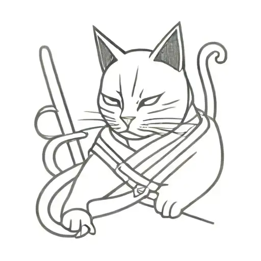 Samurai cat tattoo design idea