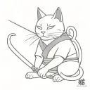 Samurai cat tattoo design idea