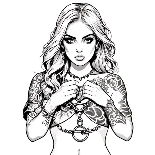 handcuffed beautiful slut tattoo design idea