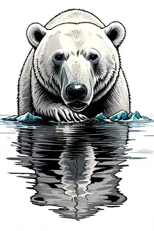 glacier water reflection polar bear  tattoo design idea