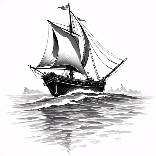 sail boat tattoo design idea